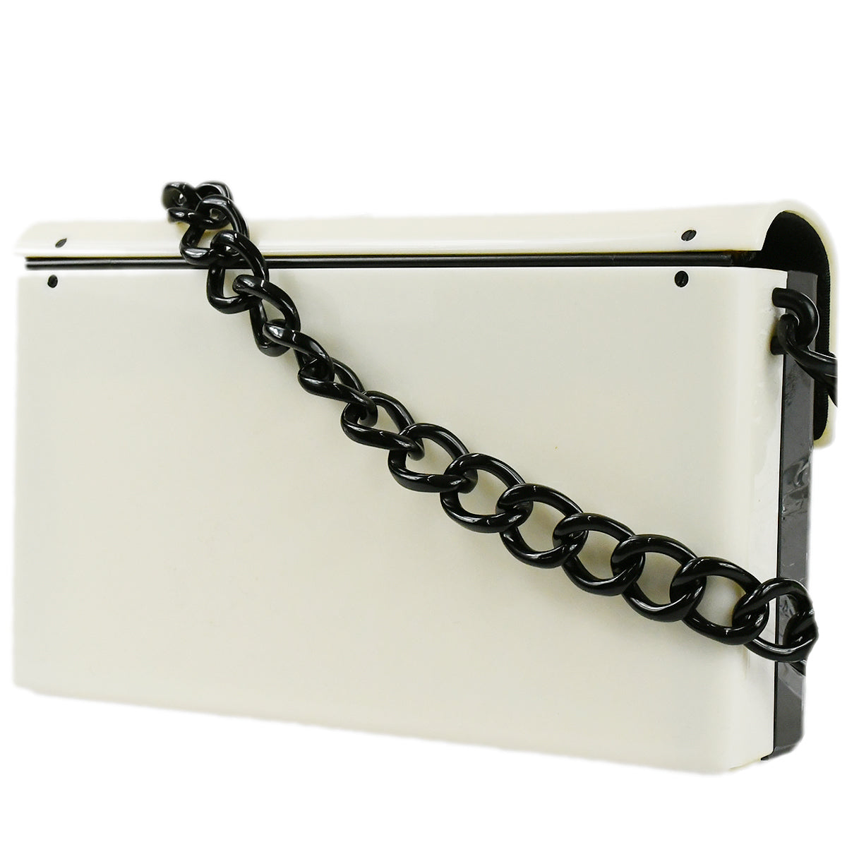 Luxury Chanel Plastic Chain Shoulder Bag Bi-color Black White 68630