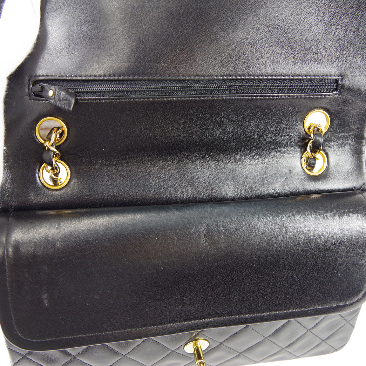 CHANEL Classic Double Flap Medium Shoulder Bag Black Lambskin 78308