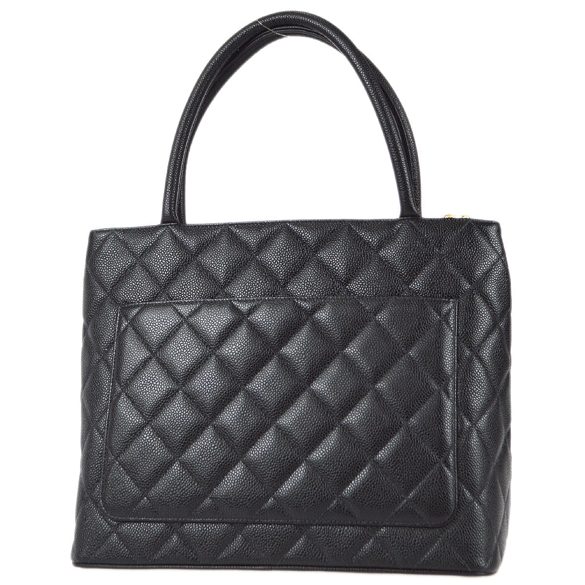 Luxury Chanel Medallion Quilted Tote Handbag Black Caviar 78342