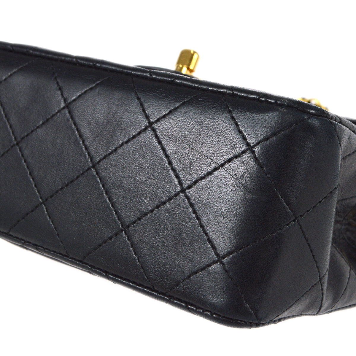 CHANEL Classic Flap Mini Square Chain Shoulder Bag Black Lambskin 78392