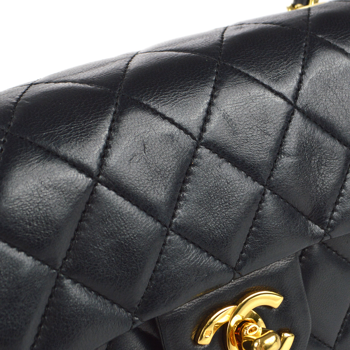 CHANEL Classic Flap Mini Square Chain Shoulder Bag Black Lambskin 78392