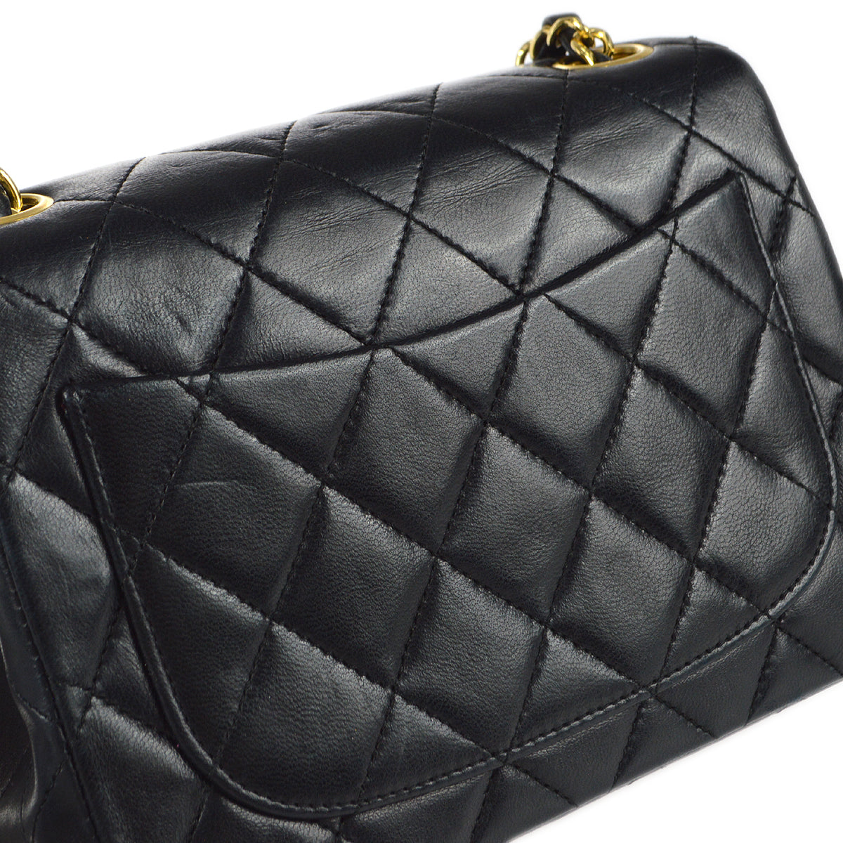 CHANEL Classic Flap Mini Square Chain Shoulder Bag Black Lambskin 78392