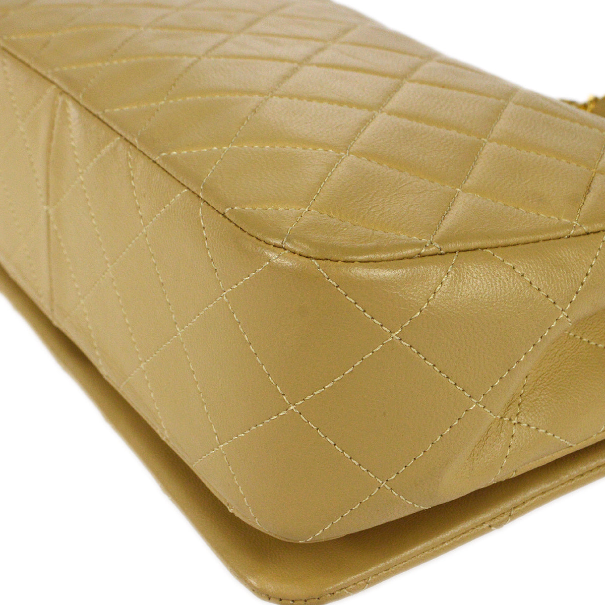 Luxury Chanel Full Flap Chain Shoulder Bag Beige Lambskin 78394