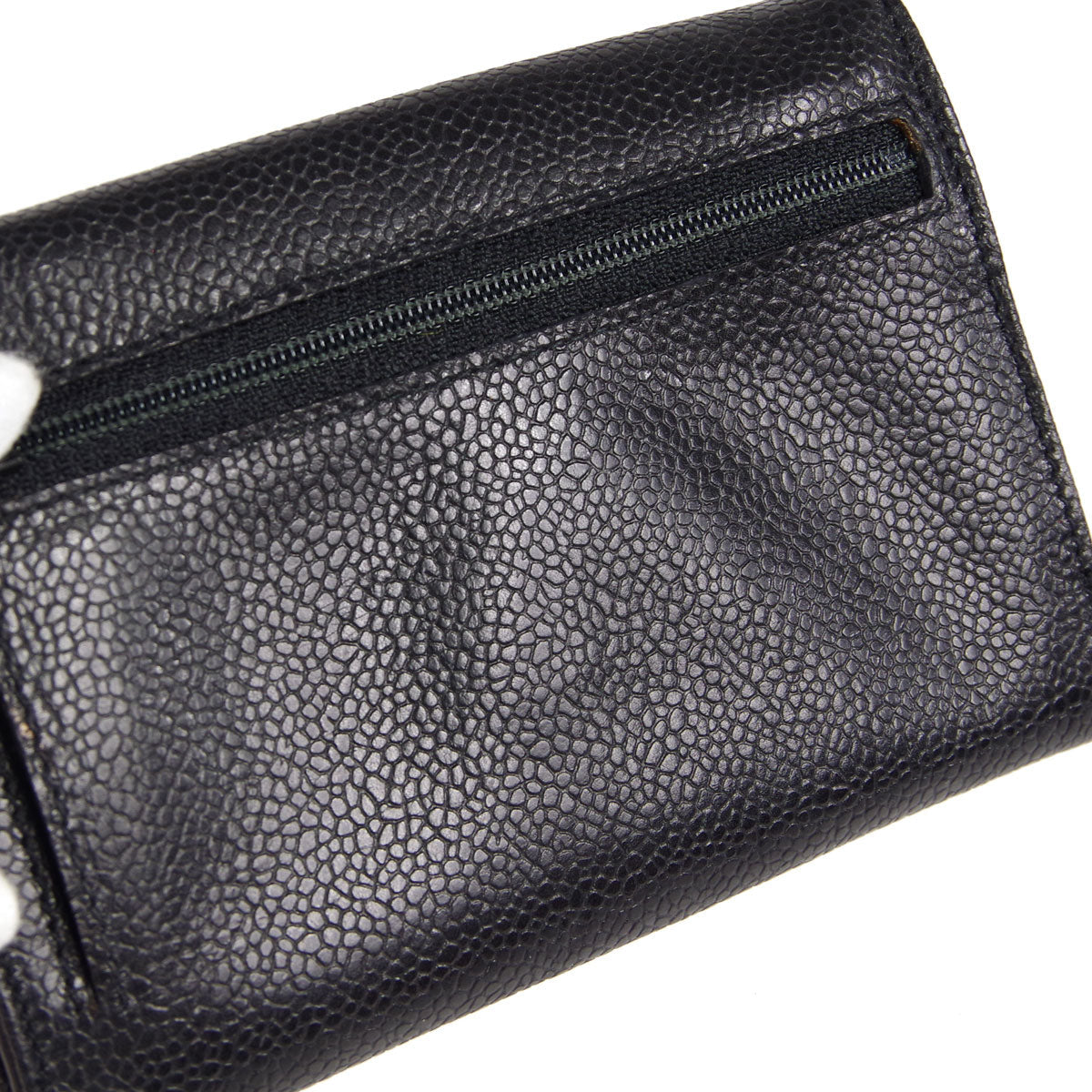 Luxury Chanel * Bifold Wallet Black Caviar 89723