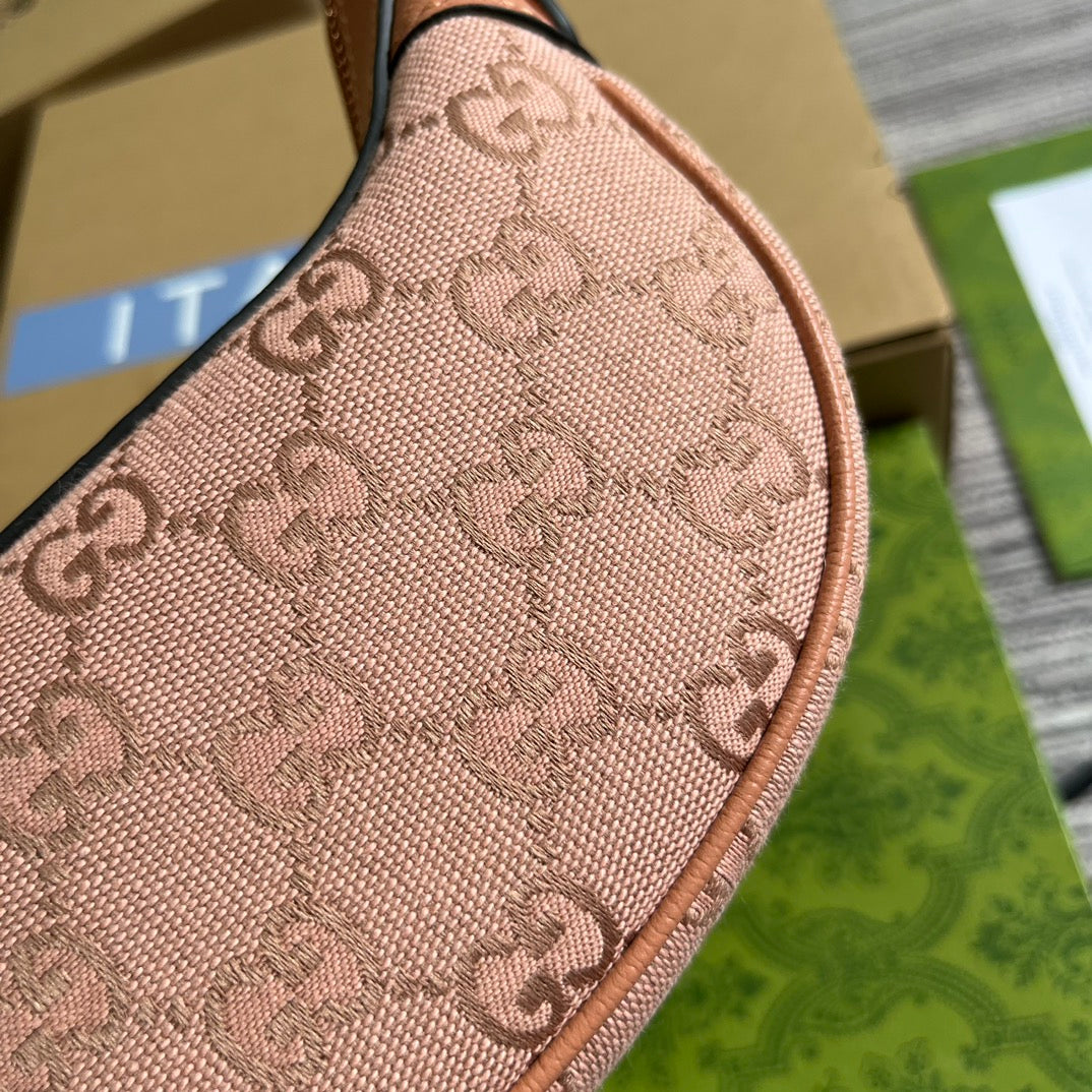 Luxury Gucci OPHIDIA GG MINI 20 BAG IN LIGHT PINK CANVAS AND CALFSKIN