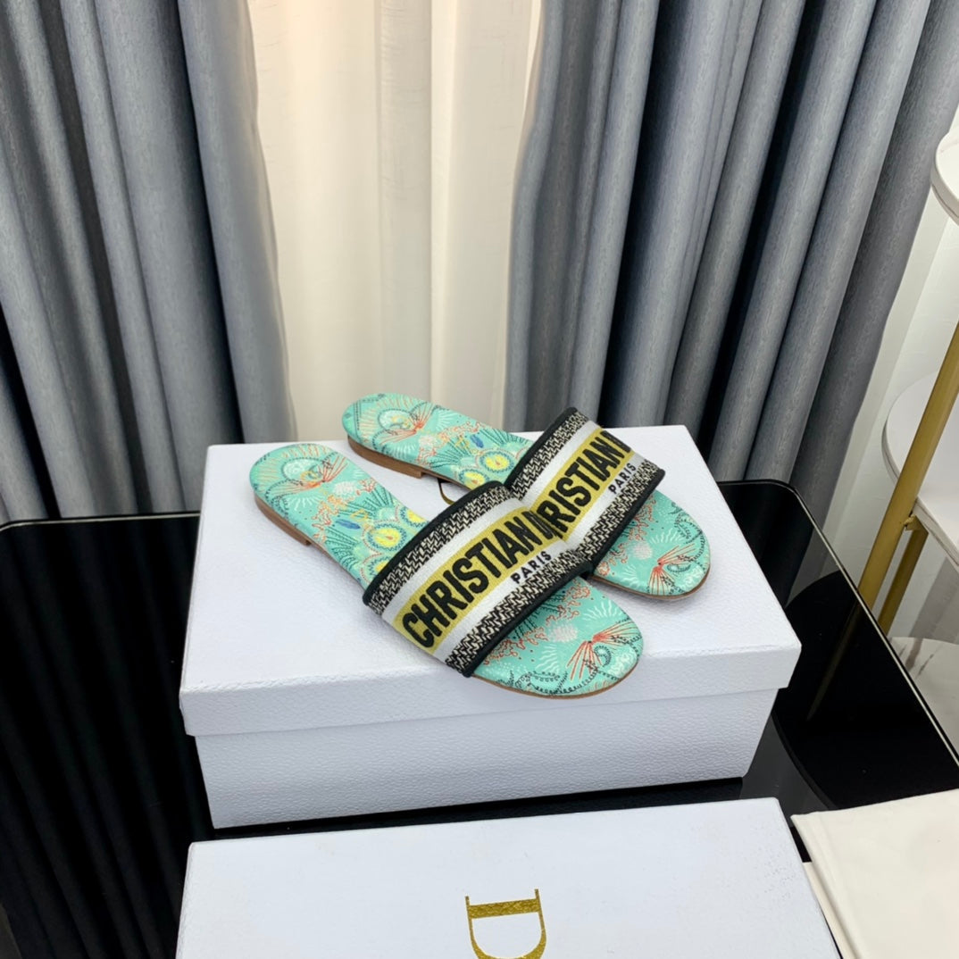 Luxury DiorMule Dway Slide 10mm Multi-motifs Style 42