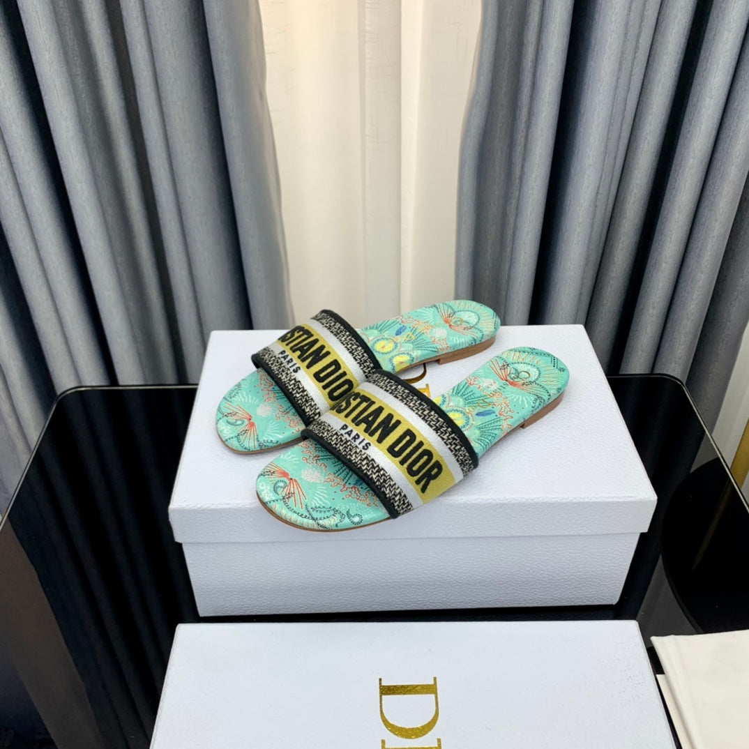 Luxury DiorMule Dway Slide 10mm Multi-motifs Style 42