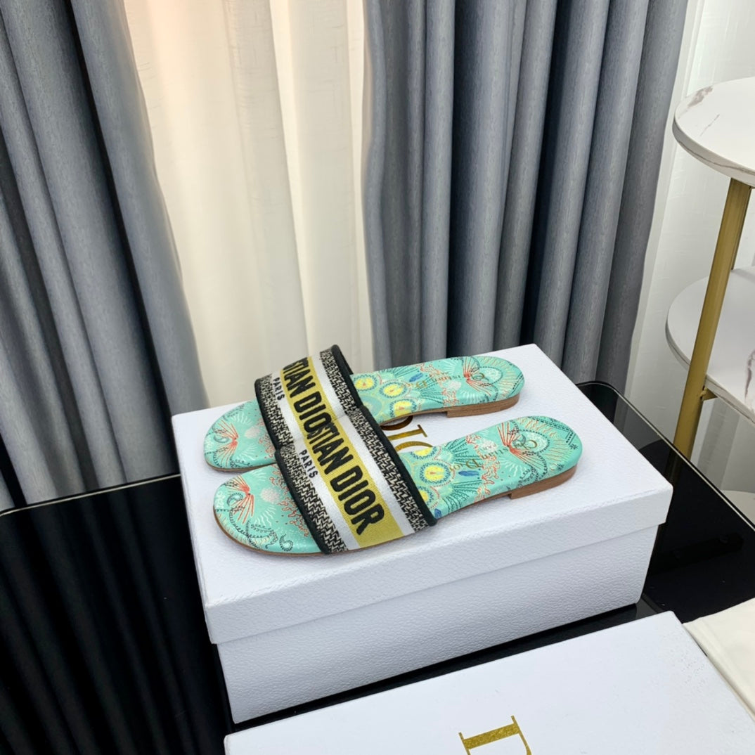 Luxury DiorMule Dway Slide 10mm Multi-motifs Style 42
