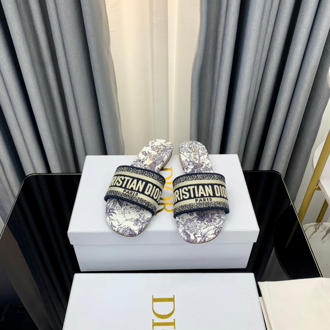 Luxury DiorMule Dway Slide 10mm Multi-motifs Style 40