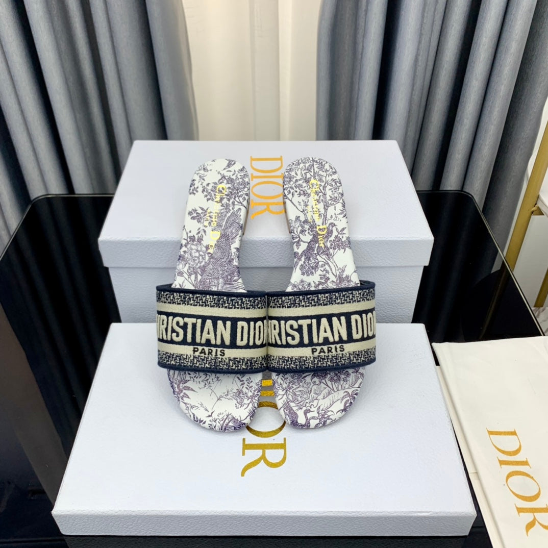 Luxury DiorMule Dway Slide 10mm Multi-motifs Style 40