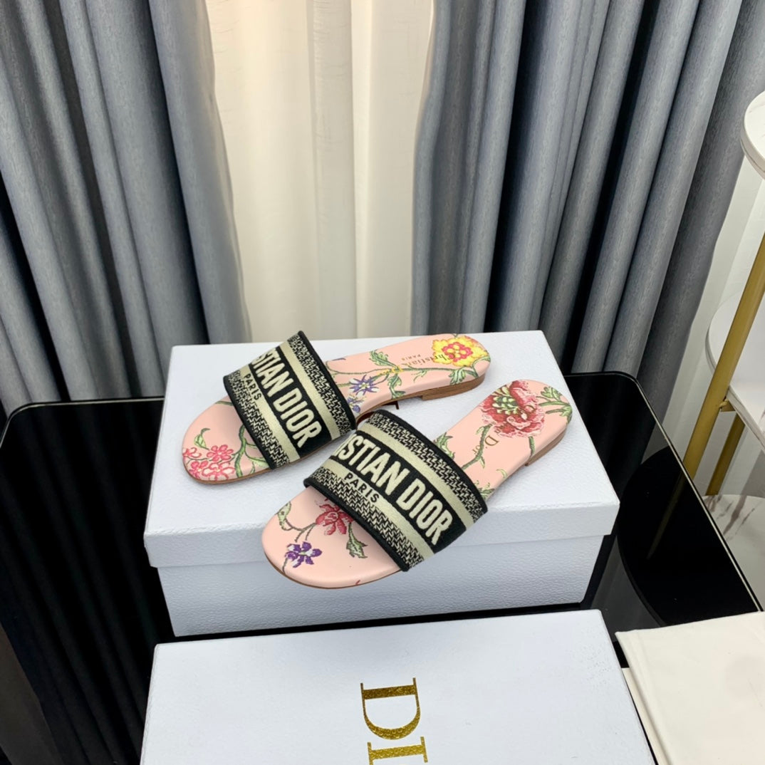 Luxury DiorMule Dway Slide 10mm Multi-motifs Style 38