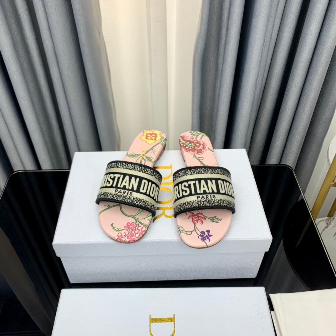 Luxury DiorMule Dway Slide 10mm Multi-motifs Style 38