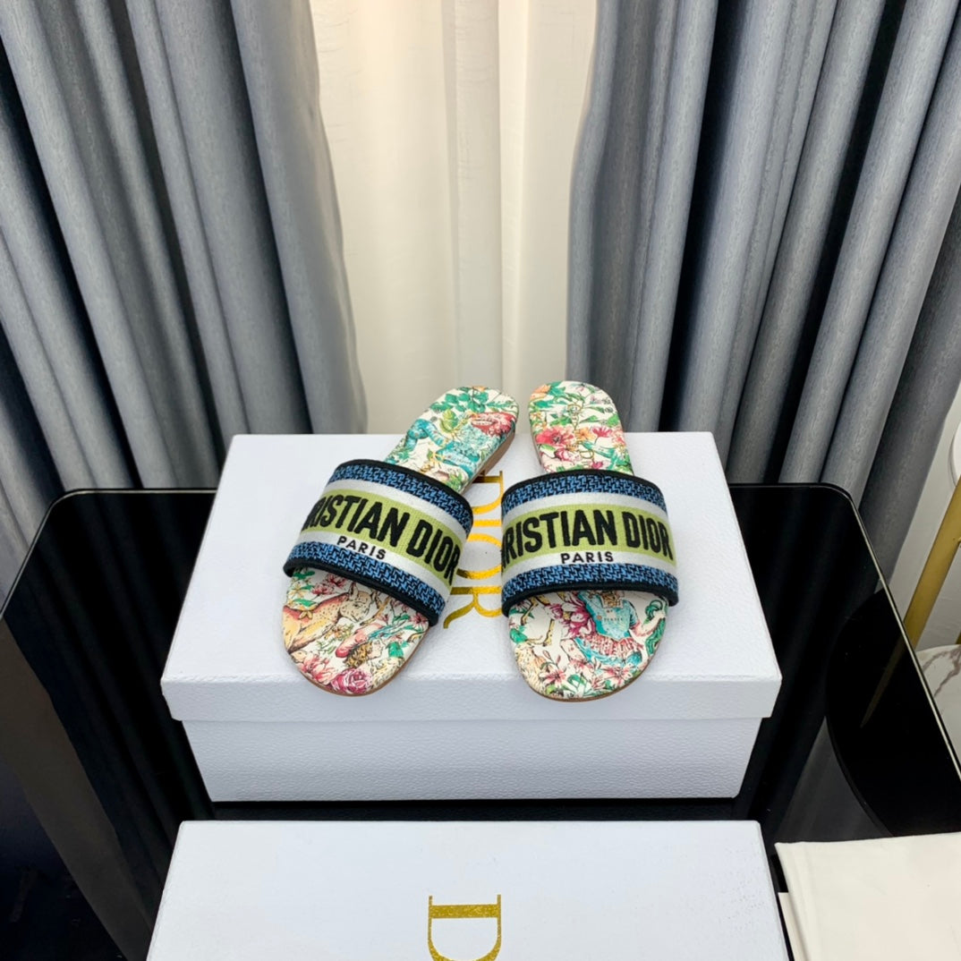 Luxury DiorMule Dway Slide 10mm Multi-motifs Style 37