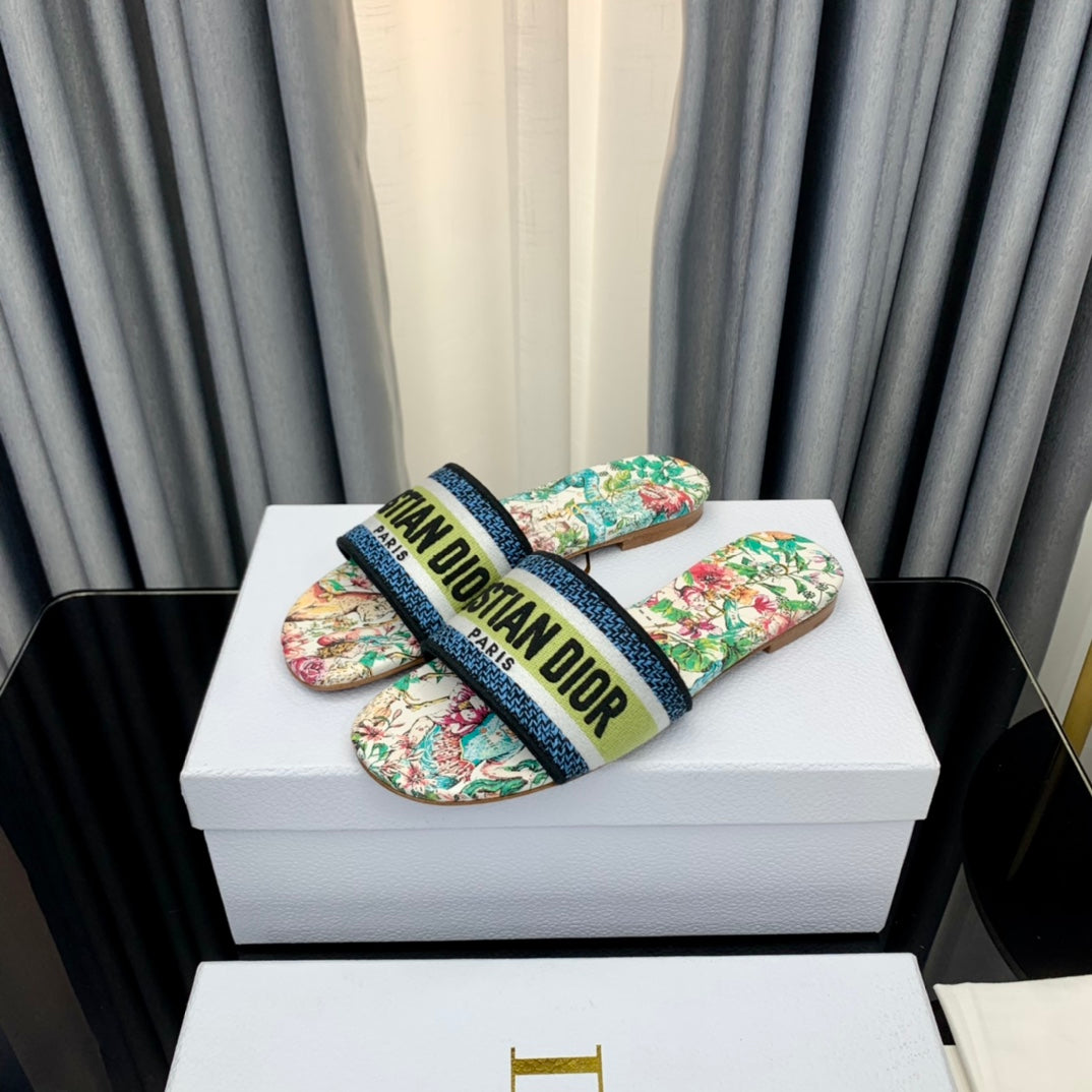 Luxury DiorMule Dway Slide 10mm Multi-motifs Style 37