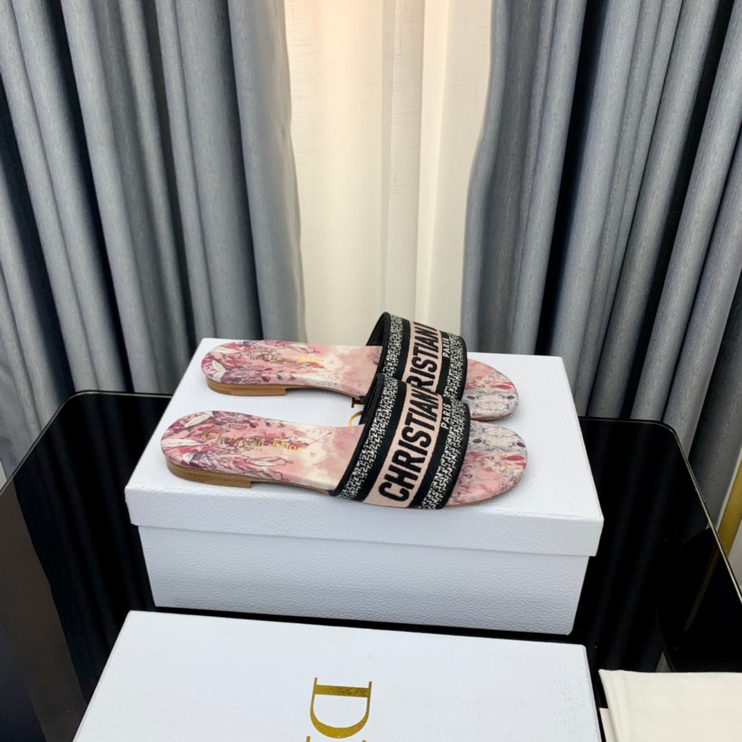 Luxury DiorMule Dway Slide 10mm Multi-motifs Style 36