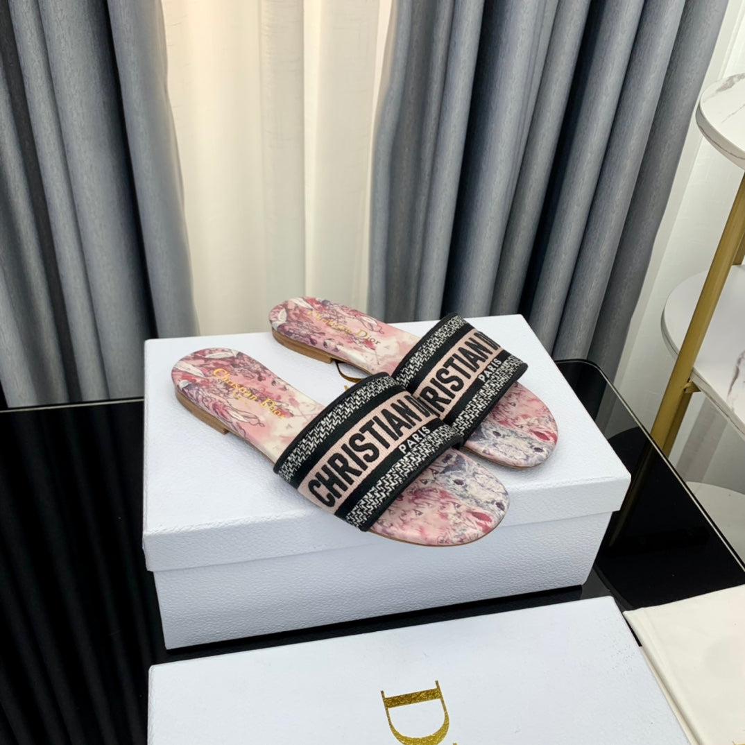 Luxury DiorMule Dway Slide 10mm Multi-motifs Style 36