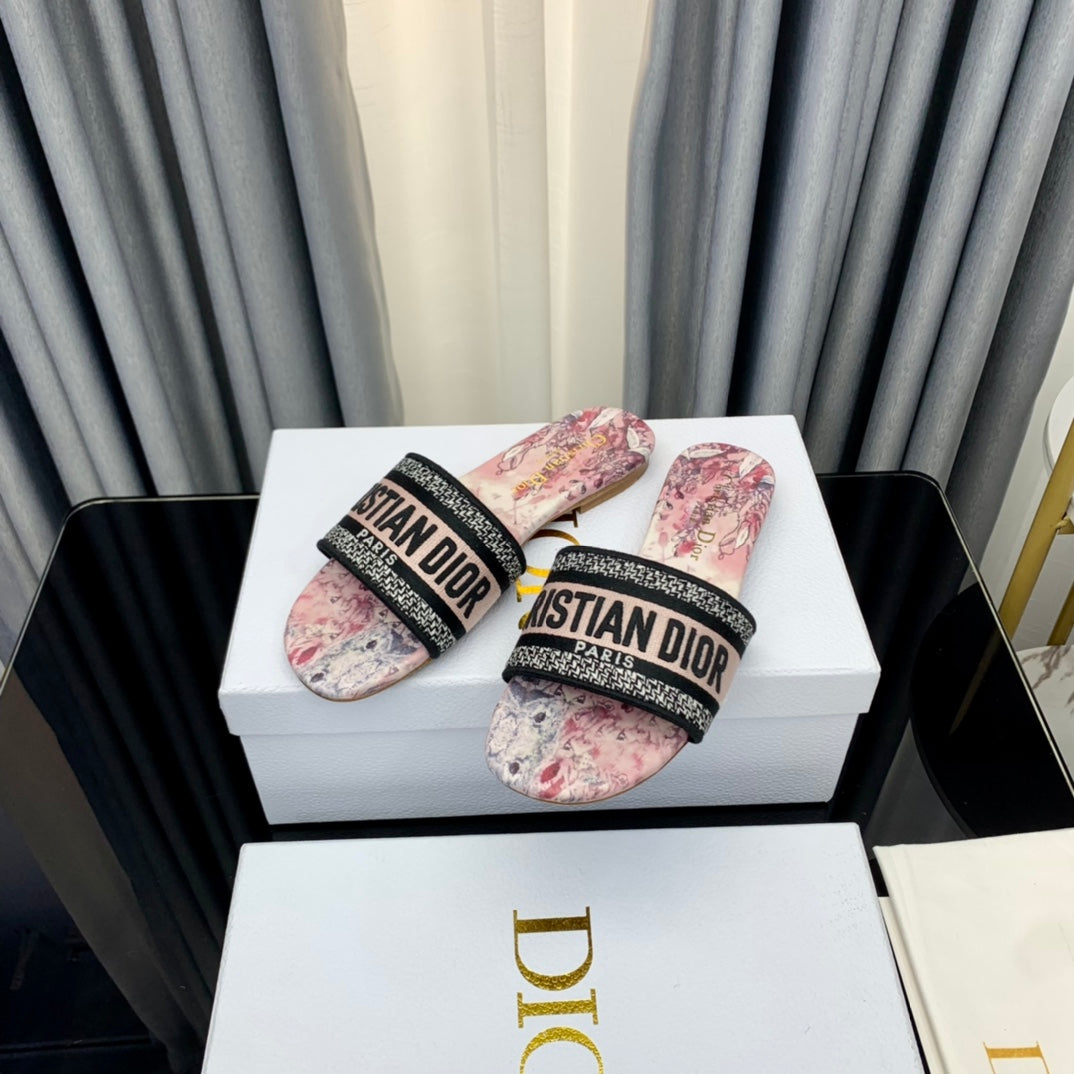 Luxury DiorMule Dway Slide 10mm Multi-motifs Style 36