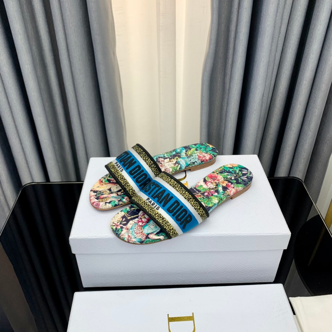 Luxury DiorMule Dway Slide 10mm Multi-motifs Style 35