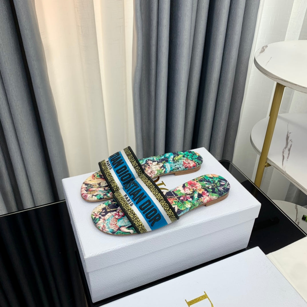 Luxury DiorMule Dway Slide 10mm Multi-motifs Style 35