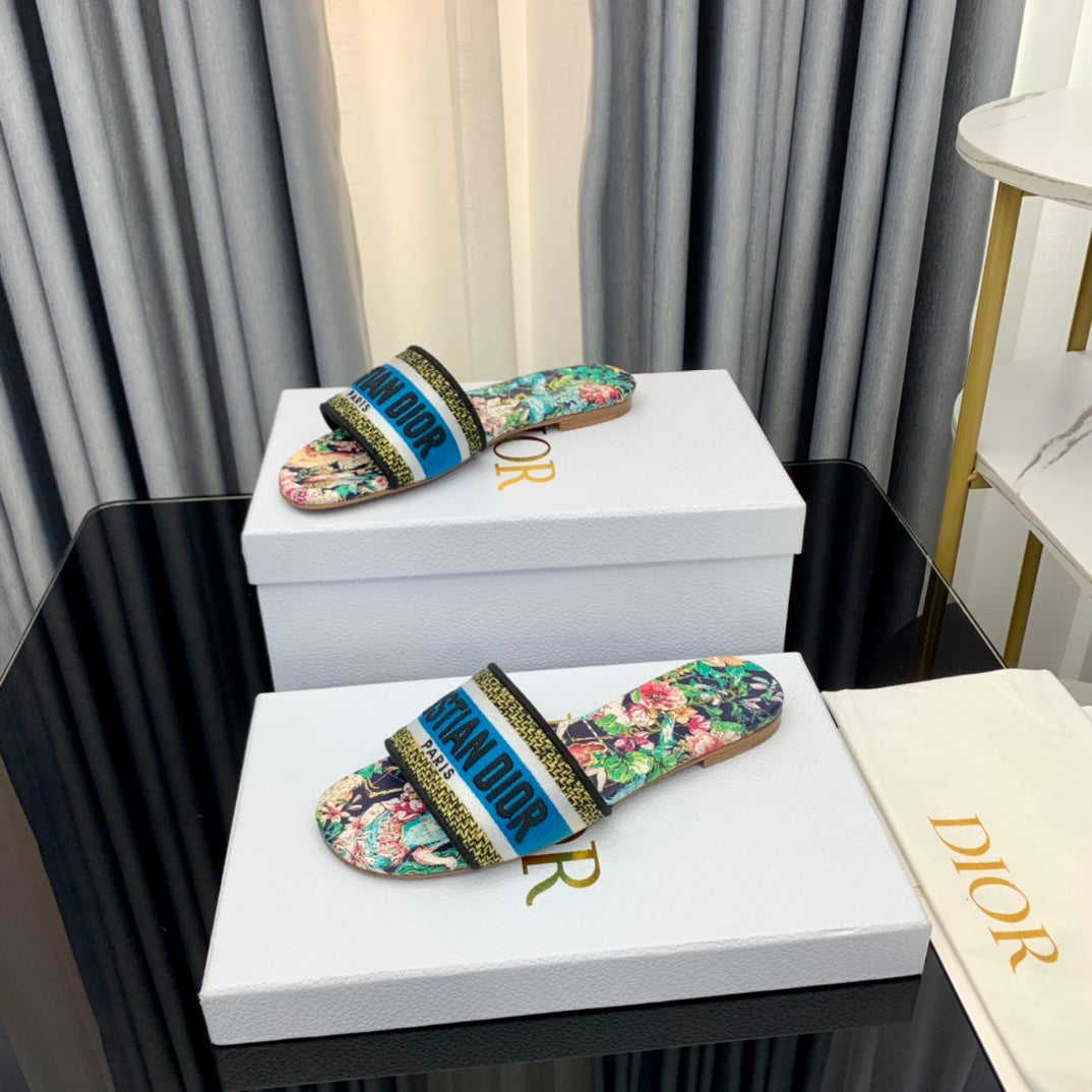 Luxury DiorMule Dway Slide 10mm Multi-motifs Style 35