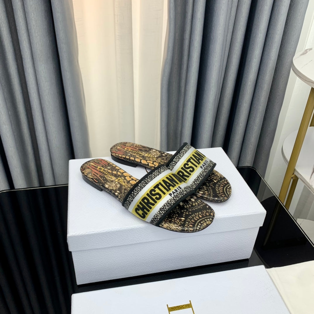 Luxury DiorMule Dway Slide 10mm Multi-motifs Style 67