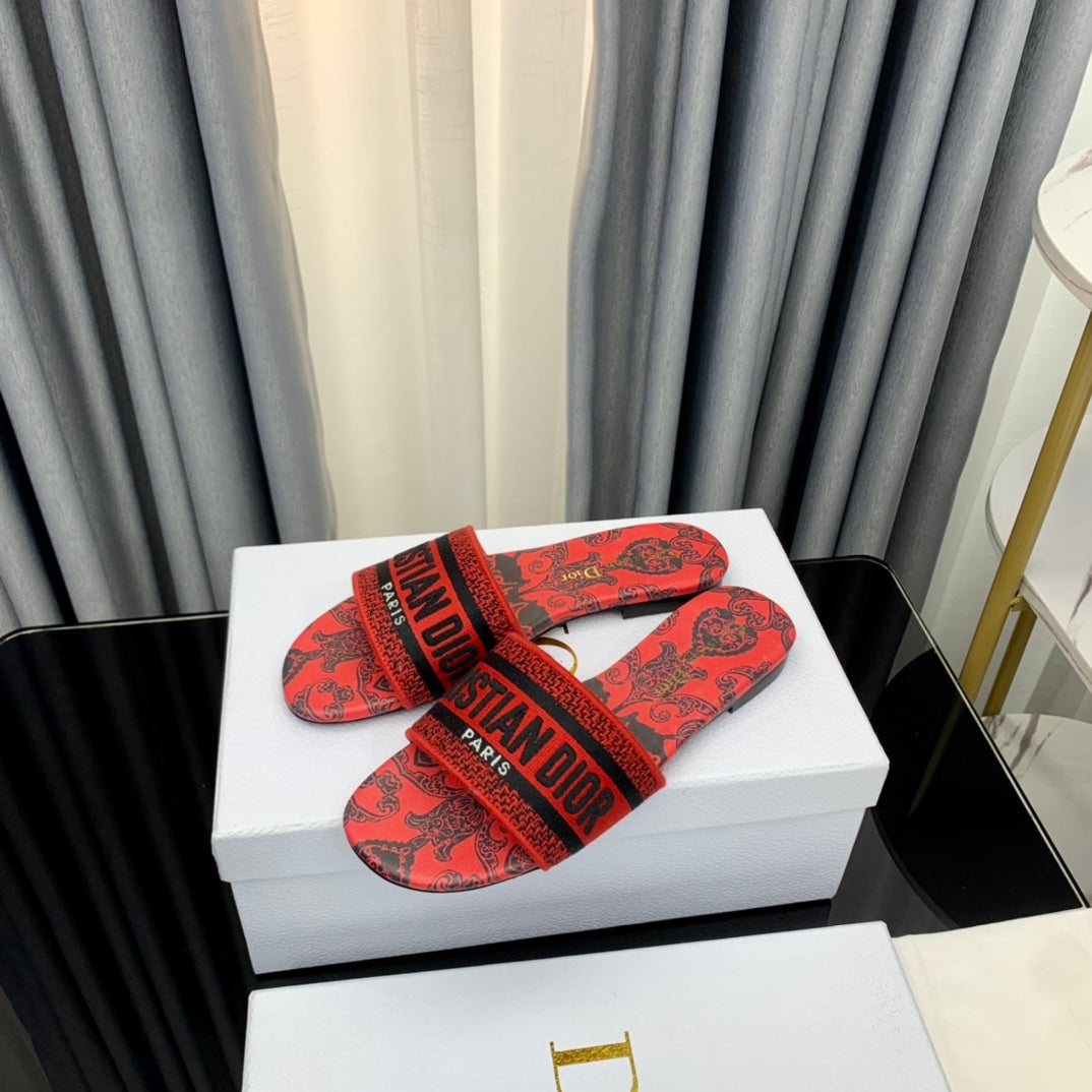 Luxury DiorMule Dway Slide 10mm Multi-motifs Style 66