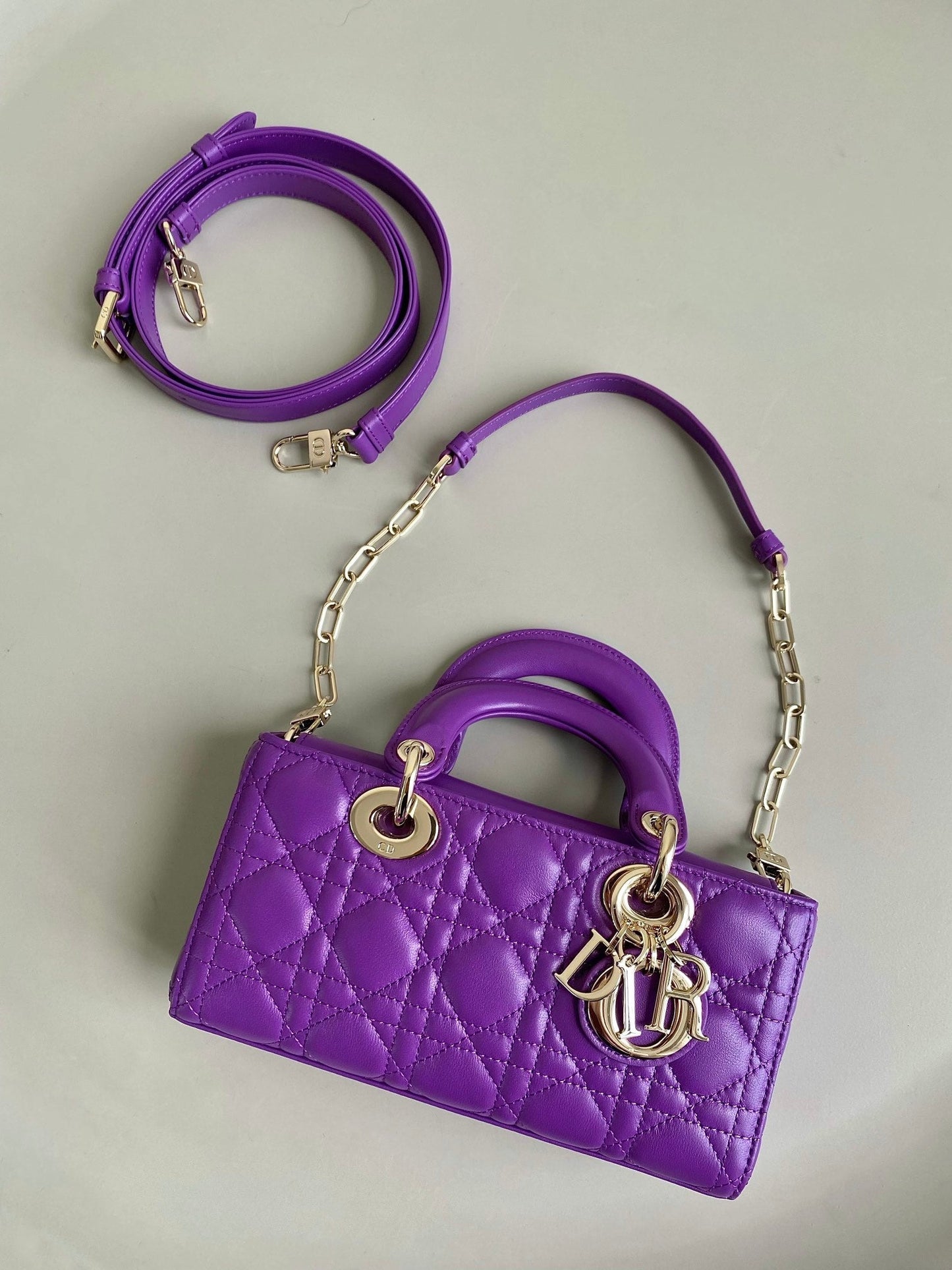 Luxury DiorD-JOY BAG 22 IN VIOLET PURPLE LAMBSKIN