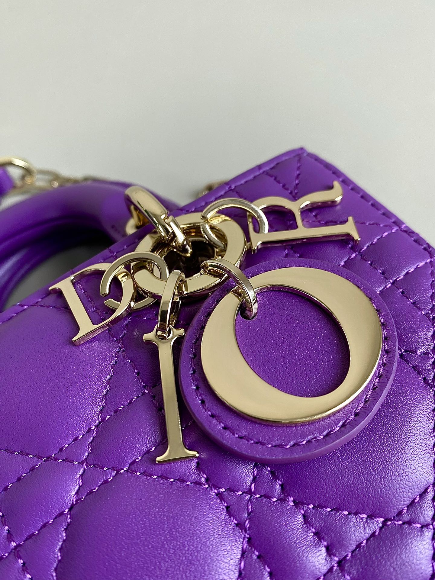 Luxury DiorMINI D-JOY BAG 17 IN VIOLET PURPLE LAMBSKIN