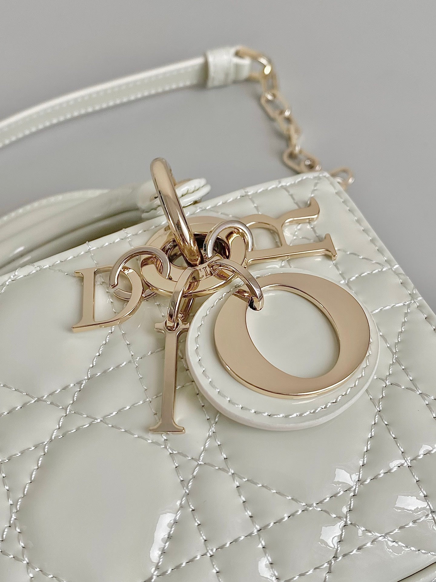 Luxury DiorMINI D-JOY BAG 17 IN WHITE LAMBSKIN