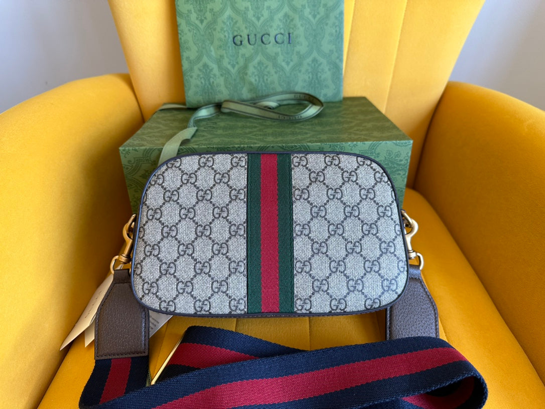Luxury Gucci GG OPHIDIA SMALL 24 IN BEIGE CANVAS AND BROWN CALFSKIN