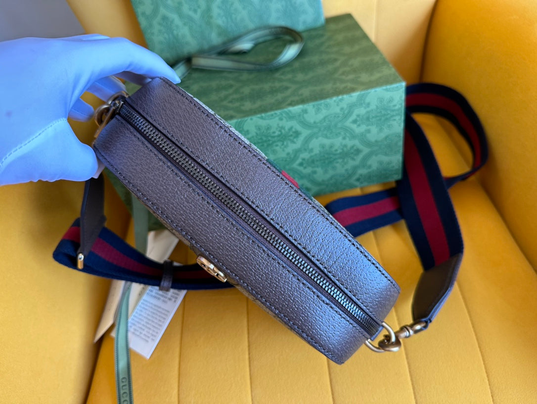 Luxury Gucci GG OPHIDIA SMALL 24 IN BEIGE CANVAS AND BROWN CALFSKIN