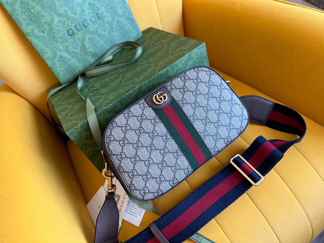 Luxury Gucci GG OPHIDIA SMALL 24 IN BEIGE CANVAS AND BROWN CALFSKIN