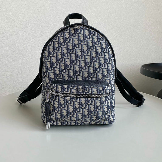 Luxury DiorLARGE BACKPACK 42 BLUE OBLIQUE JACQUARD