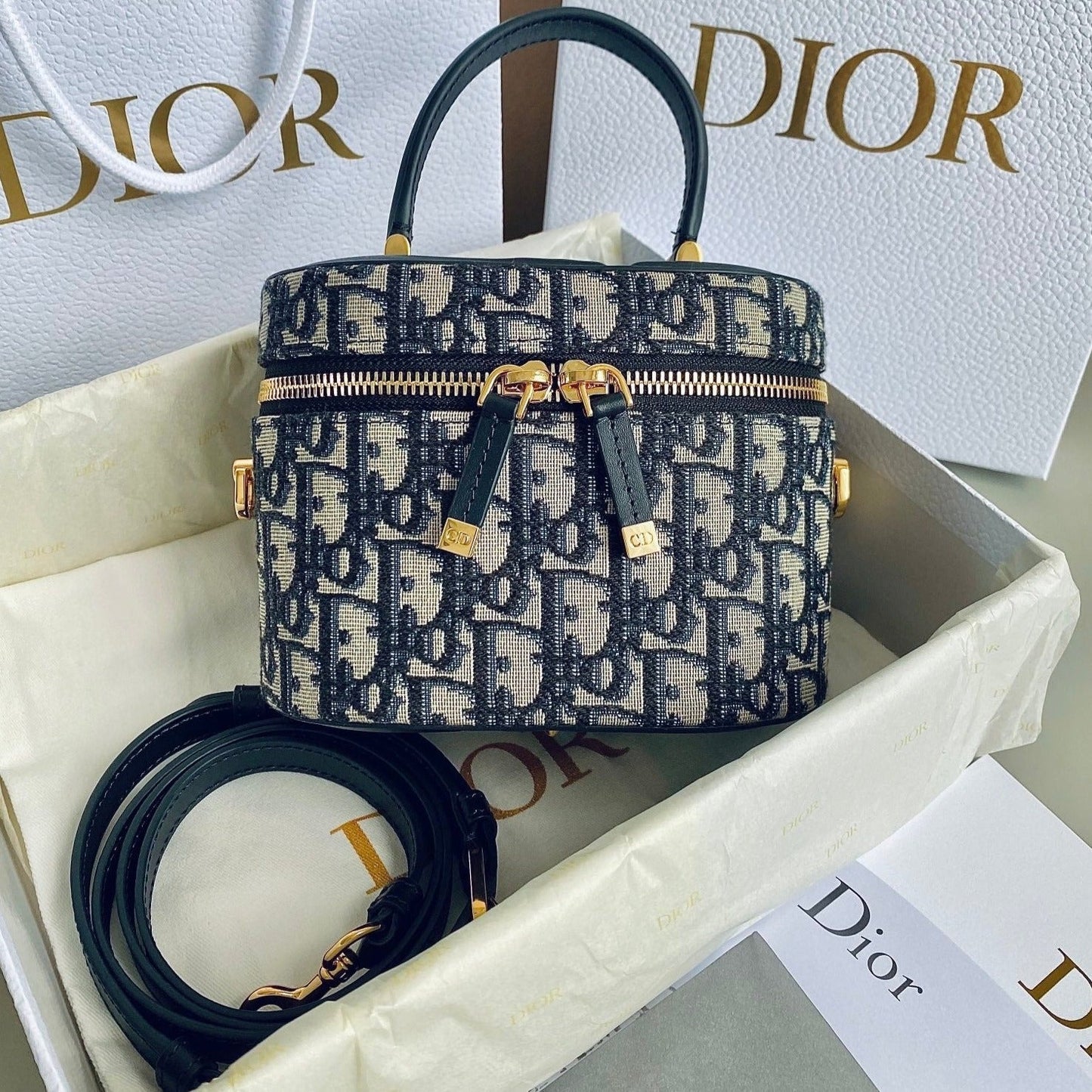 Luxury DiorSIGNATURE VANITY 16 IN BLUE OBLIQUE JACQUARD
