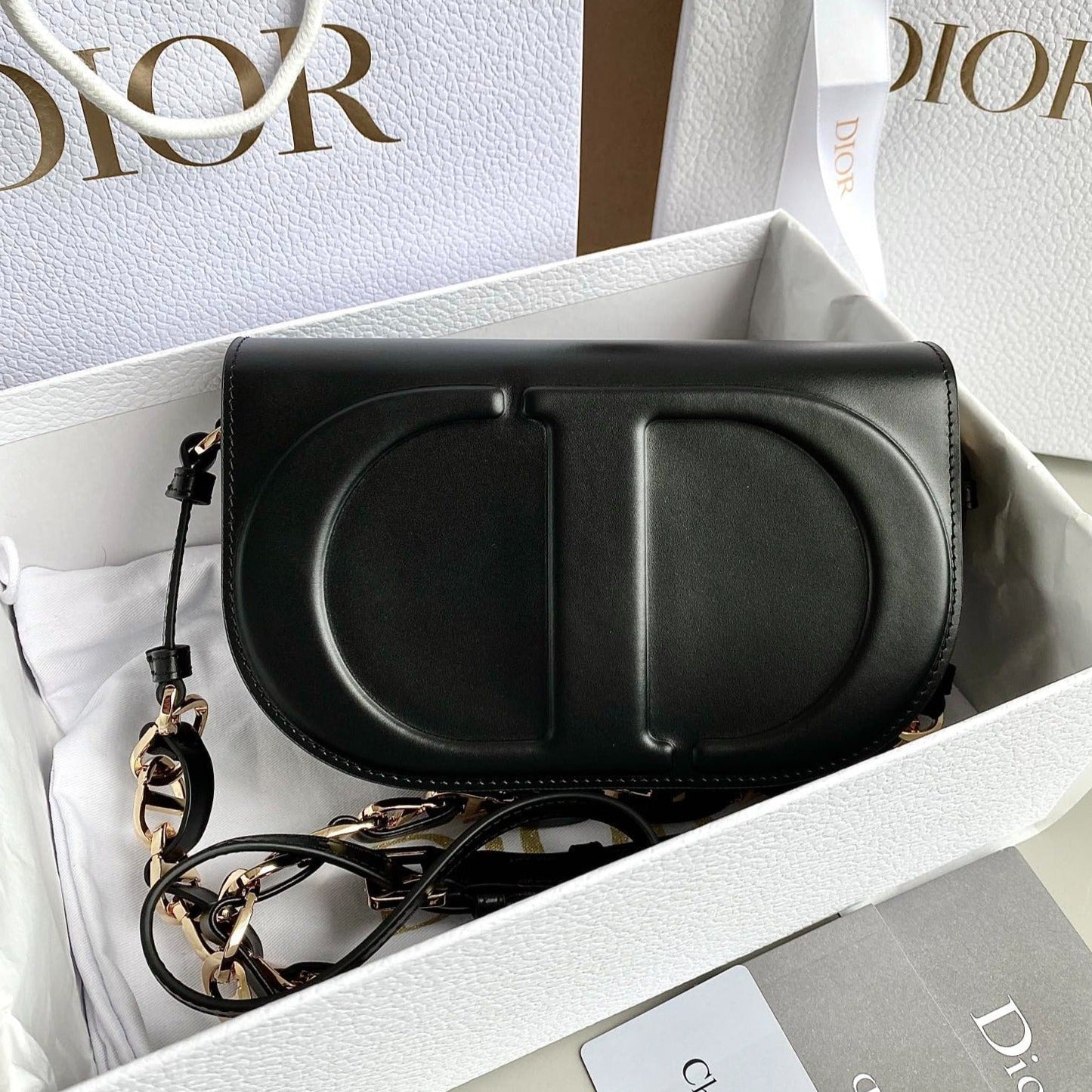 Luxury DiorSIGNATURE HOBO 21 BAG IN BLACK CALFSKIN