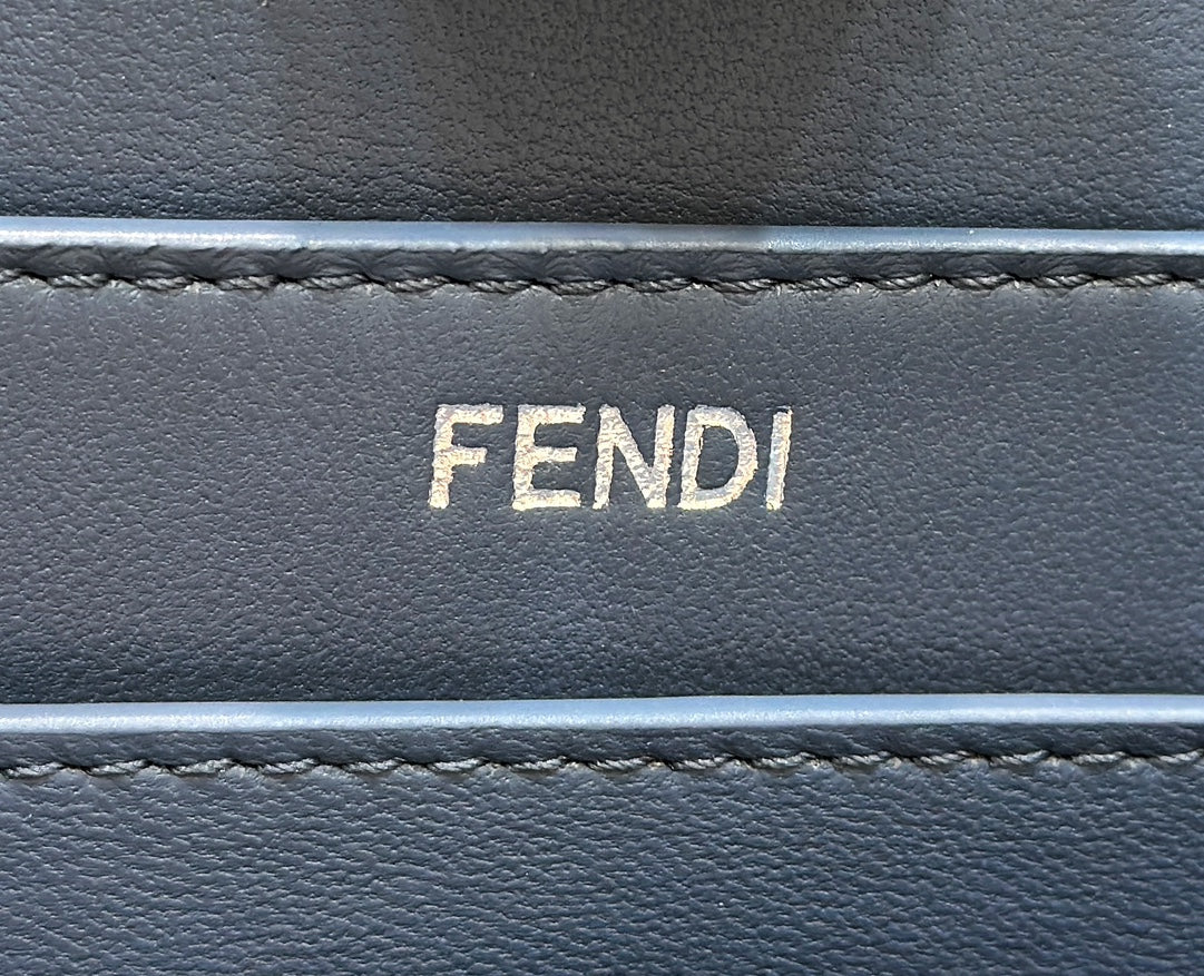 Luxury FendiPEEKABOO ISEEU 27 IN BLUE BAYOUX INTERLACED CALFSKIN SILVER HARDWARE