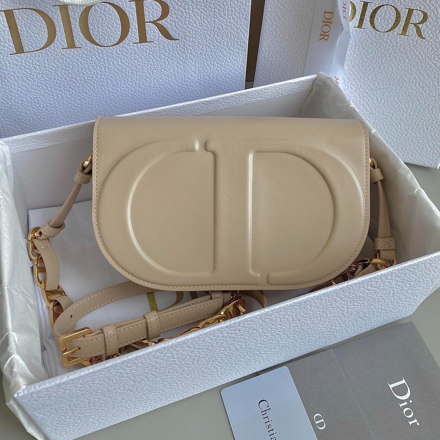 Luxury DiorSIGNATURE HOBO 21 BAG IN BEIGE CALFSKIN