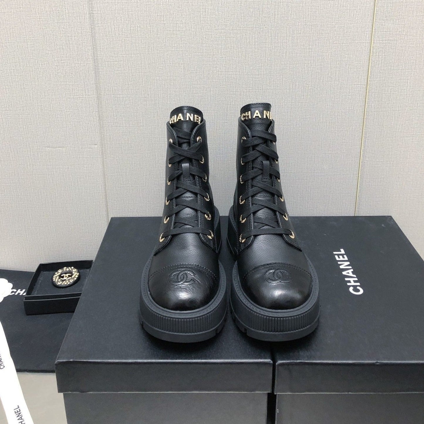 Luxury Chanel MARTIN SHORT BOOTS BLACK LAMBSKIN