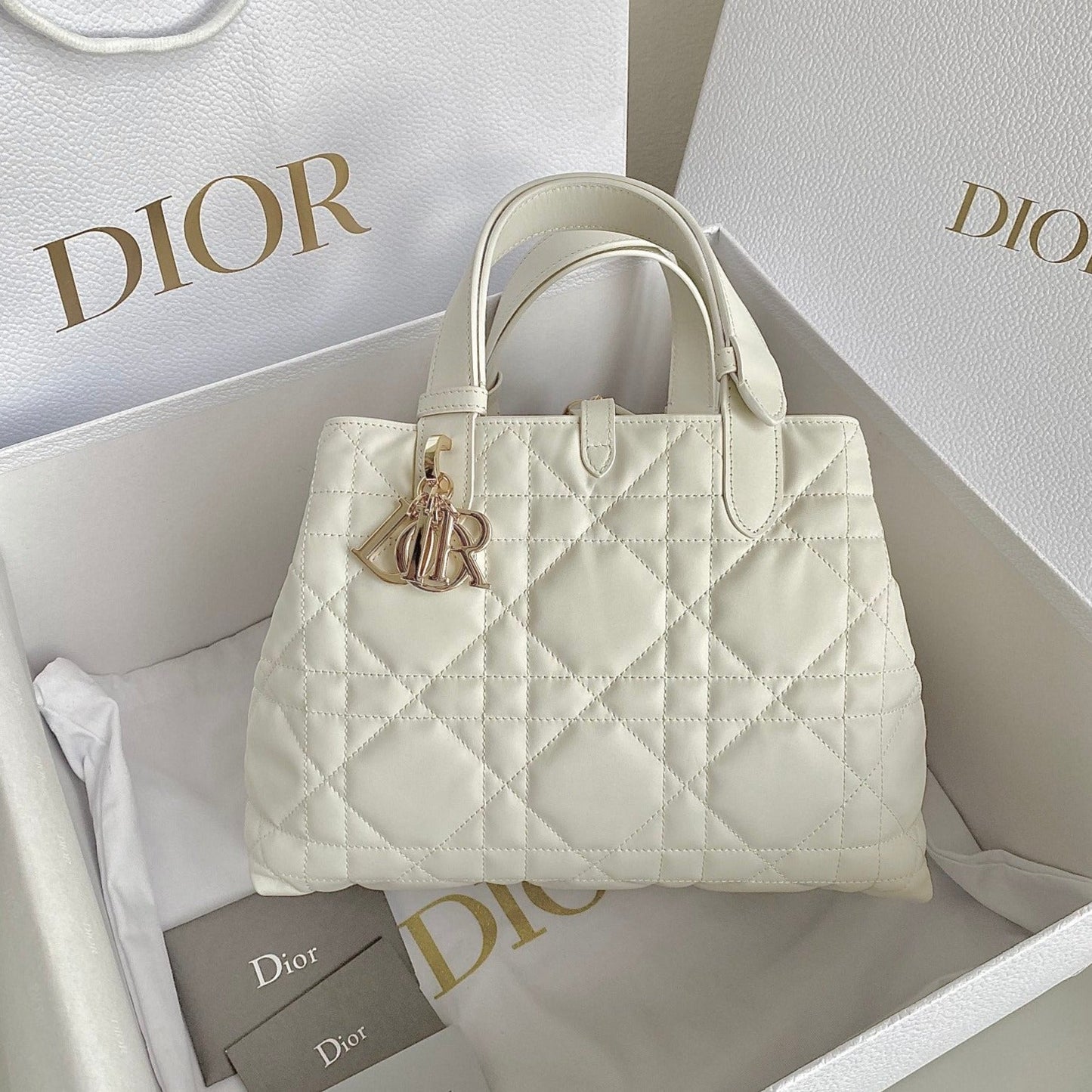 Luxury DiorTOUJOURS 28 BAG IN WHITE LAMBSKIN
