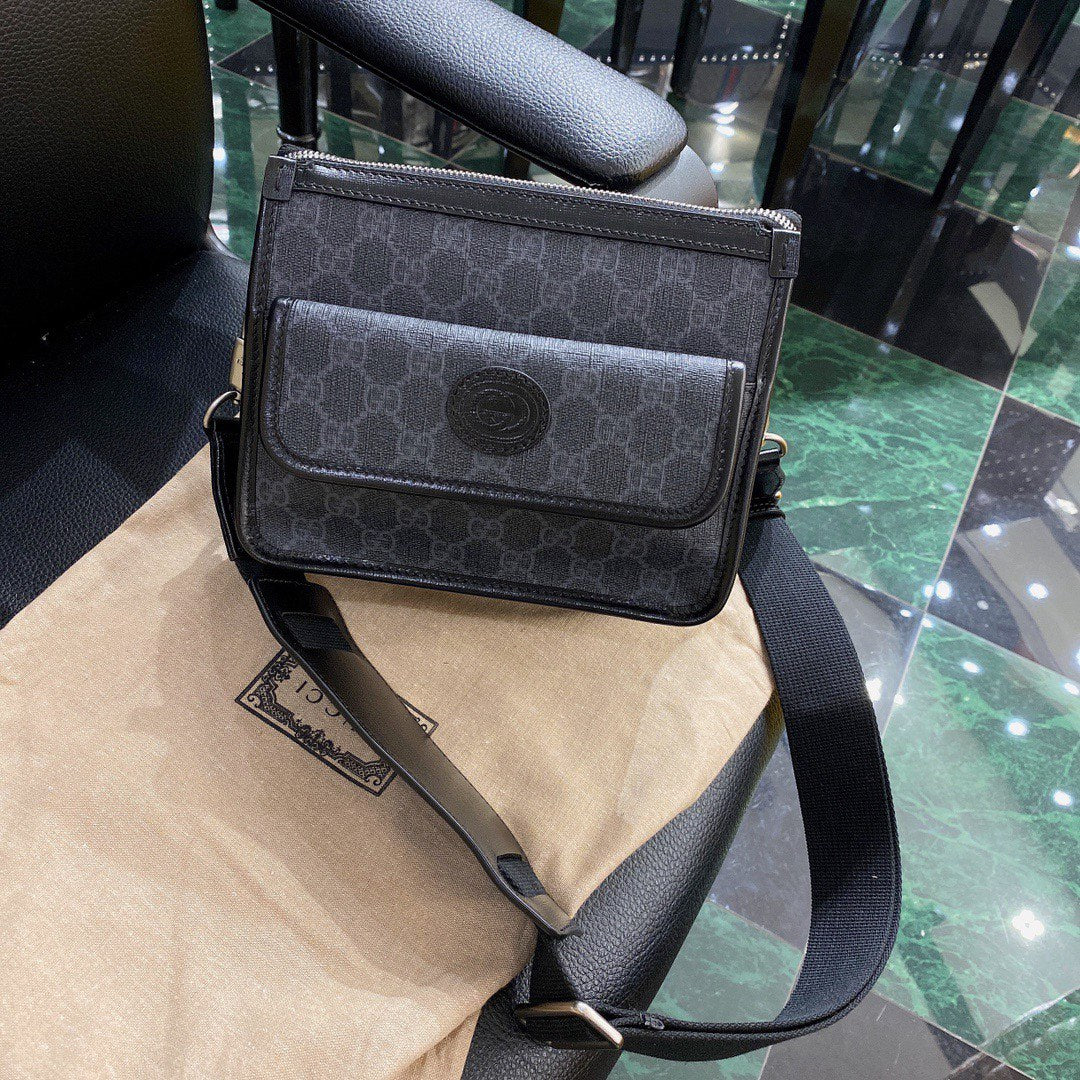 Luxury Gucci GG SMALL 21 CROSSBODY BAG WITH TAG IN BLACK CANVAS