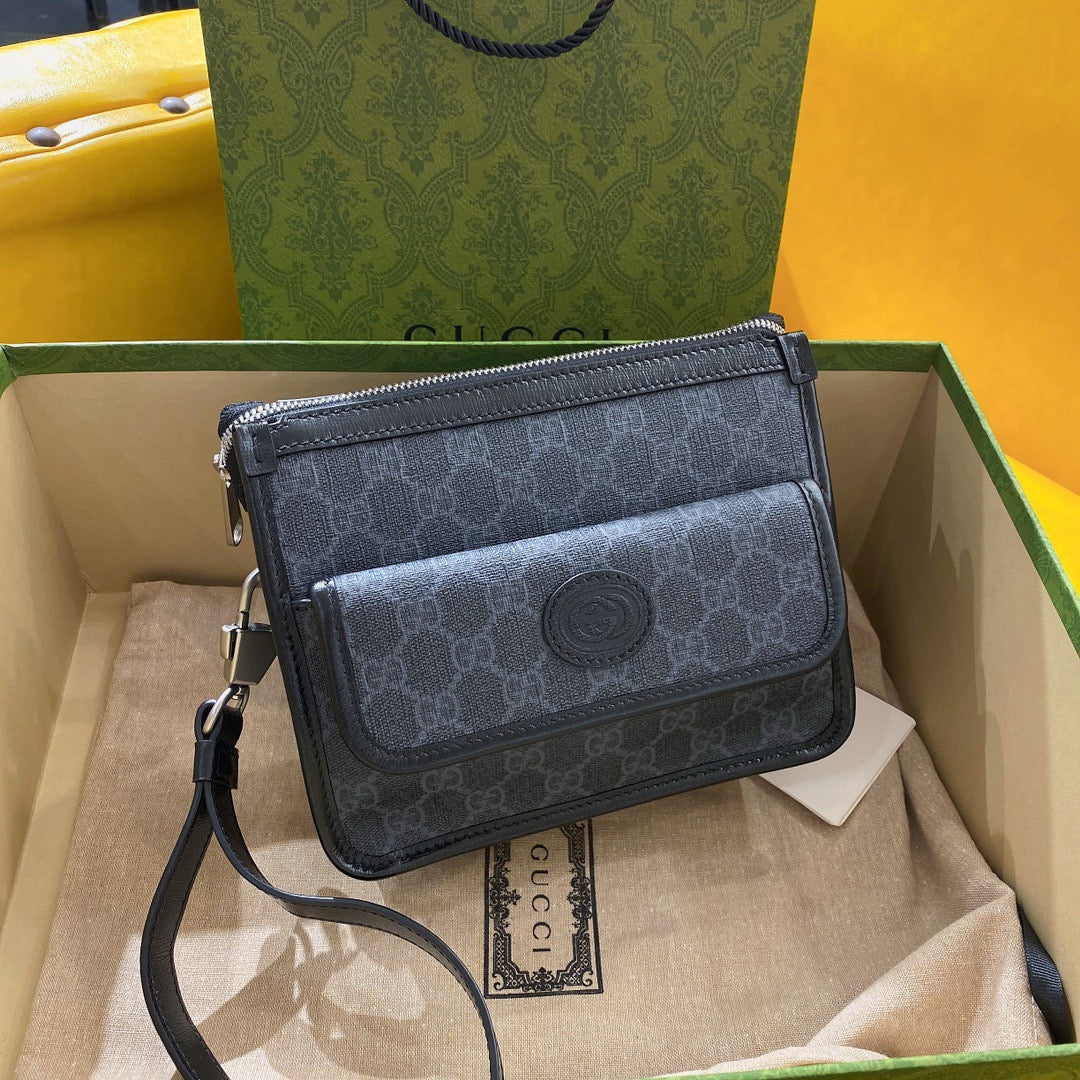 Luxury Gucci GG SMALL 21 CROSSBODY BAG WITH TAG IN BLACK CANVAS