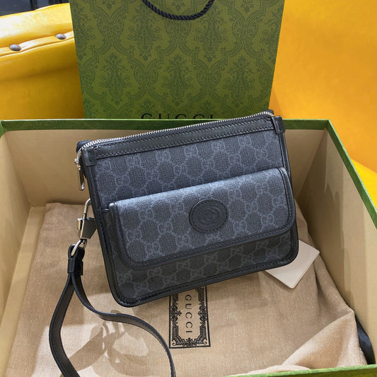 Luxury Gucci GG SMALL 21 CROSSBODY BAG WITH TAG IN BLACK CANVAS