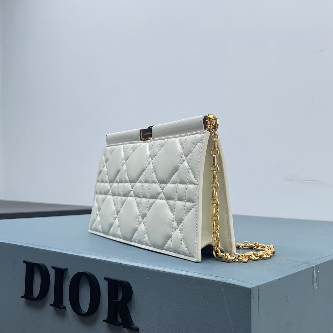 Luxury Diorcaro colle noire cluth 27.5 white calfskin