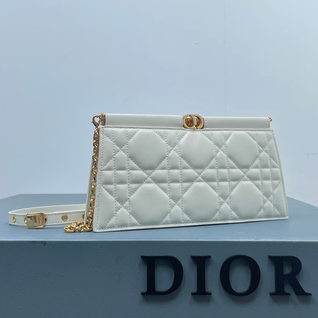 Luxury Diorcaro colle noire cluth 27.5 white calfskin