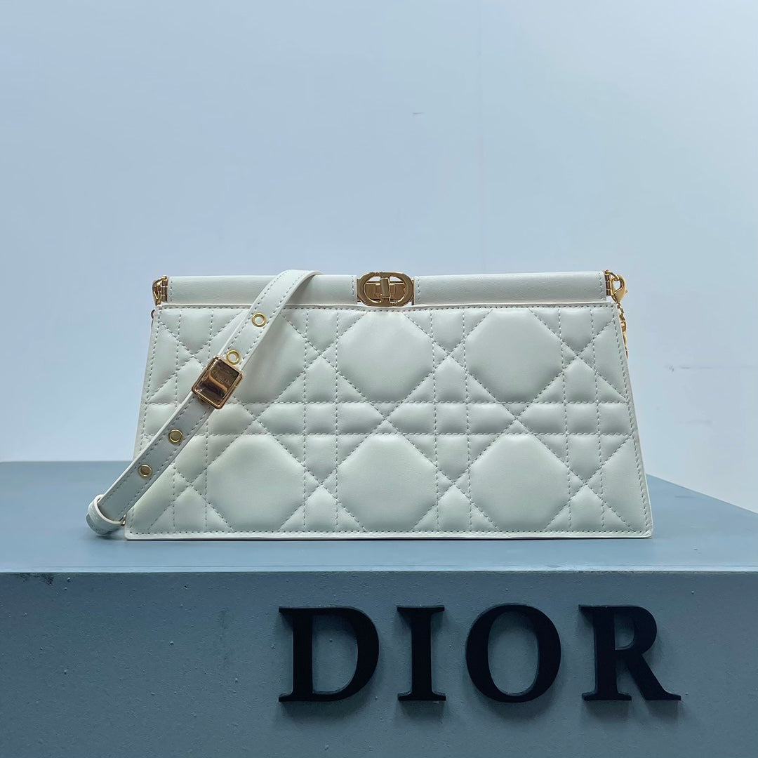 Luxury Diorcaro colle noire cluth 27.5 white calfskin