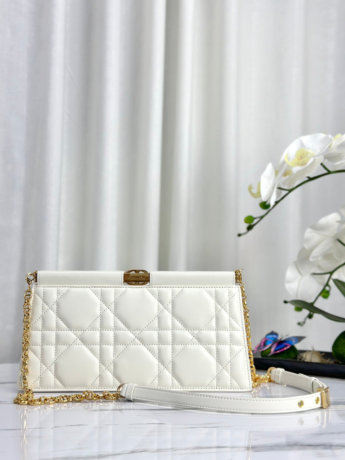 Luxury DiorCHAIN CLUTCH 27 BAG IN WHITE LAMBSKIN
