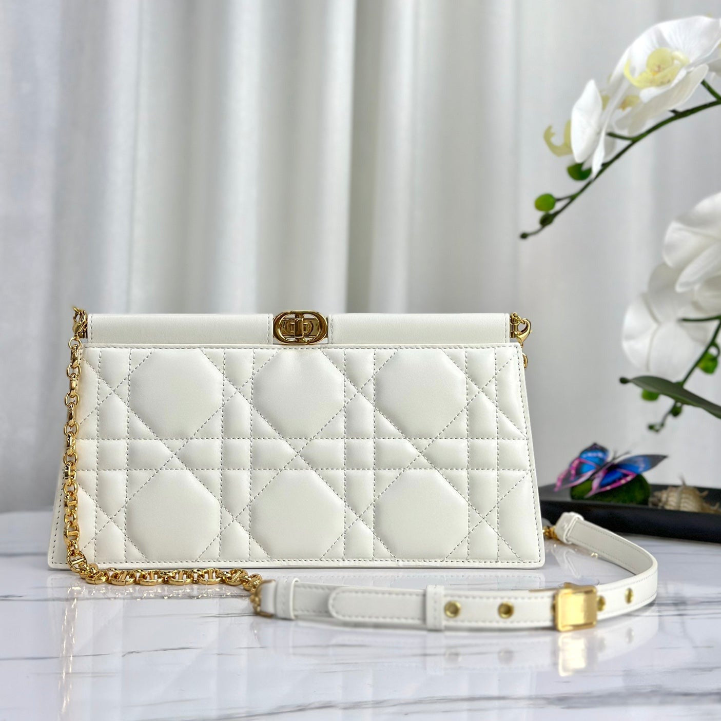 Luxury DiorCHAIN CLUTCH 27 BAG IN WHITE LAMBSKIN