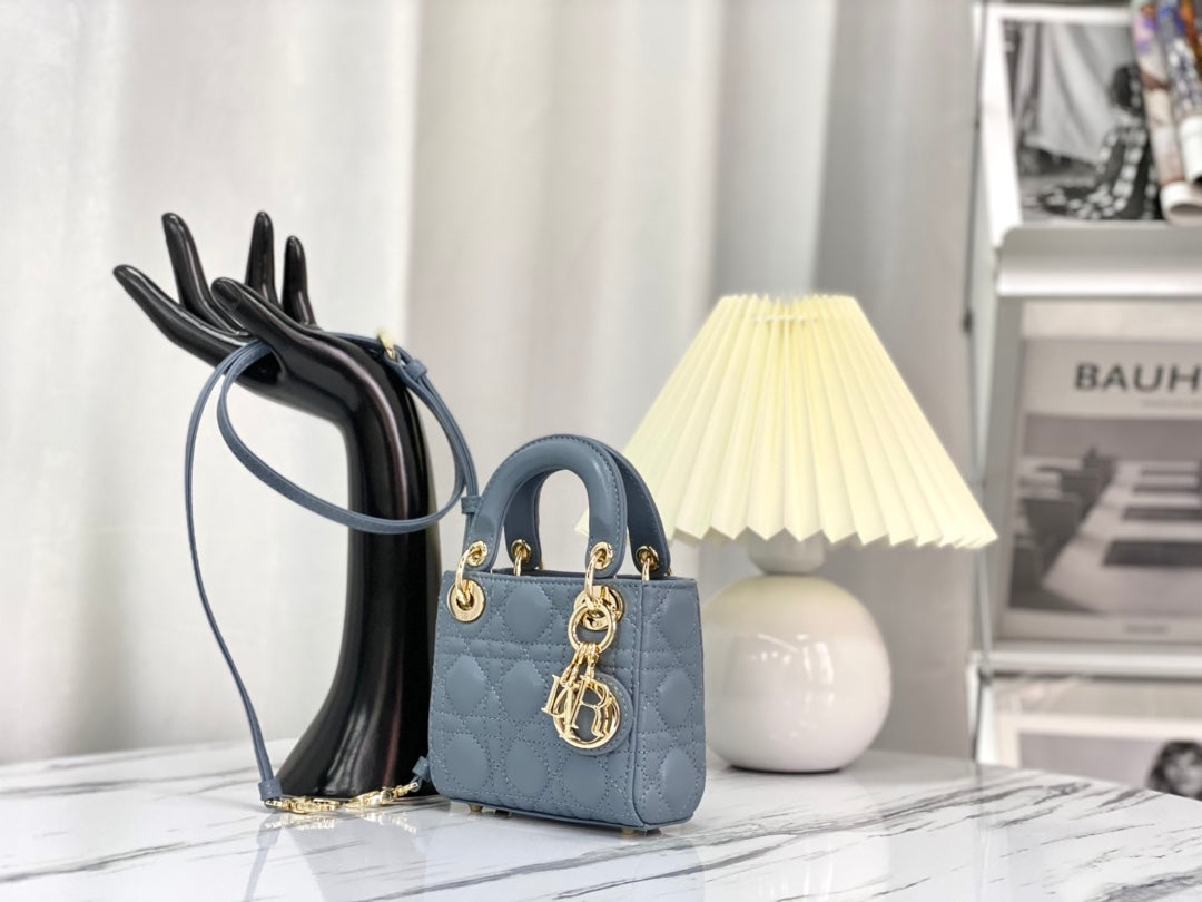 Luxury DiorMICRO LADY 12 BAG IN BLUE SAPPHIRE LAMBSKIN
