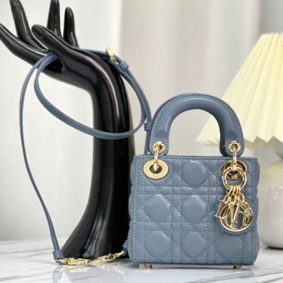Luxury DiorMICRO LADY 12 BAG IN BLUE SAPPHIRE LAMBSKIN
