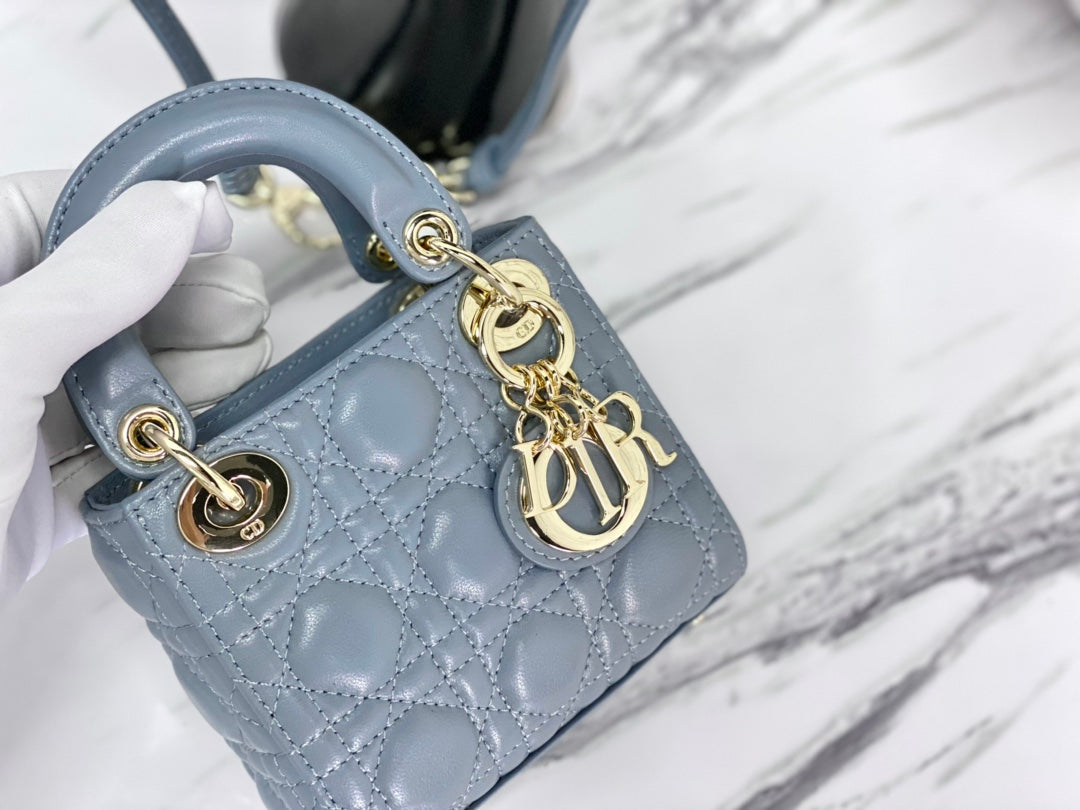 Luxury DiorMICRO LADY 12 BAG IN BLUE SAPPHIRE LAMBSKIN